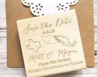 Save the Date Stamp States Connected by Heart, Custom Wedding Stamp