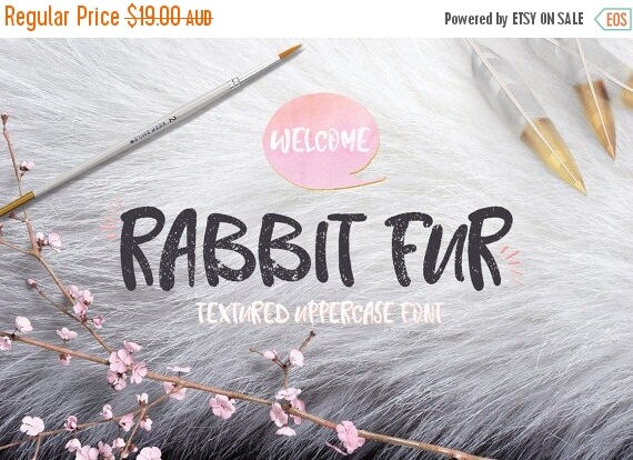 Digital Fonts 80% Off SALE Digital Fonts Rabbit Fur - Digital Typeface - Hand drawn Fonts - Instant Download