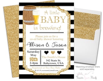 Coed Baby Shower Invitation - Baby Is Brewing Invitation - Beer Baby Shower - Couples Baby Shower - Baby Shower Neutral - Baby Invitation -
