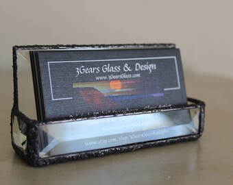 Business card holder, Beveled glass business card holder, glass business card holder, decorative glass business card holder, stained glass