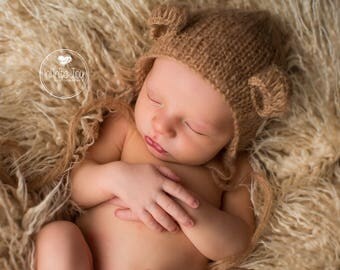 5 colors, Newborn Teddy bear hat, Newborn hat, Newborn bonnet, newborn photography prop, newborn prop bonnet