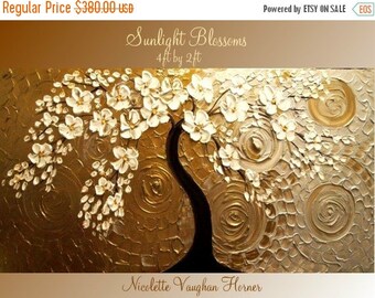 SALE ORIGINAL XLarge 4ft x 2ft gallery wrap canvas-Contemporary impasto abstract floral painting by Nicolette Vaughan Horner