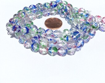 25 Beads Czech Firepolish Multcolored Round beads