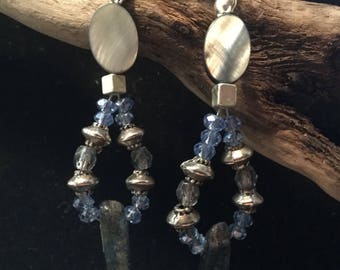 Kyanite crystal leverback earrings