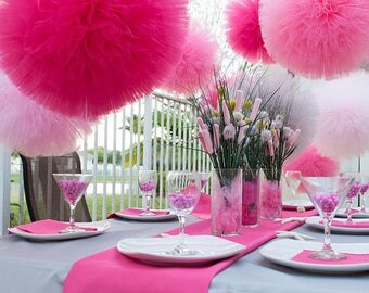 Tulle poms set of 12 poms for weddings birthday parties photo props and much more...