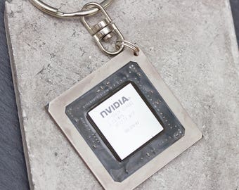 Graphic processor keychain, recycled computer keychain