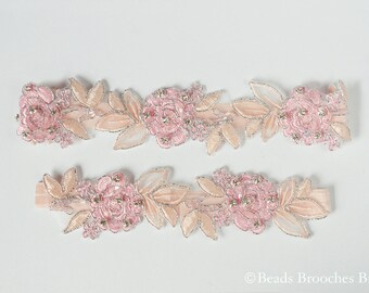Blush Garter,Blush Wedding Garter,Blush Pink Lace Garter,Blush Pink Bridal Garter,Blush & Ivory Flower Garter,Rhinestone Garter, Prom Garter