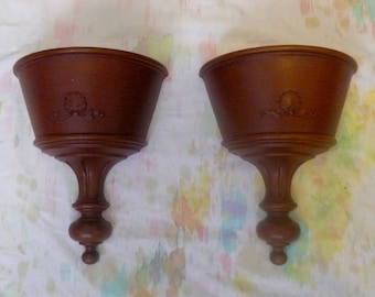 Vintage Homco Wall Pockets Sconces Planters Set of 2 Mid-Century