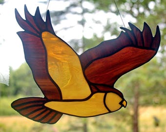 Owl Stained Glass Bird, Wildlife art, Owl Suncatcher, Stained Glass Owl, Glass Art