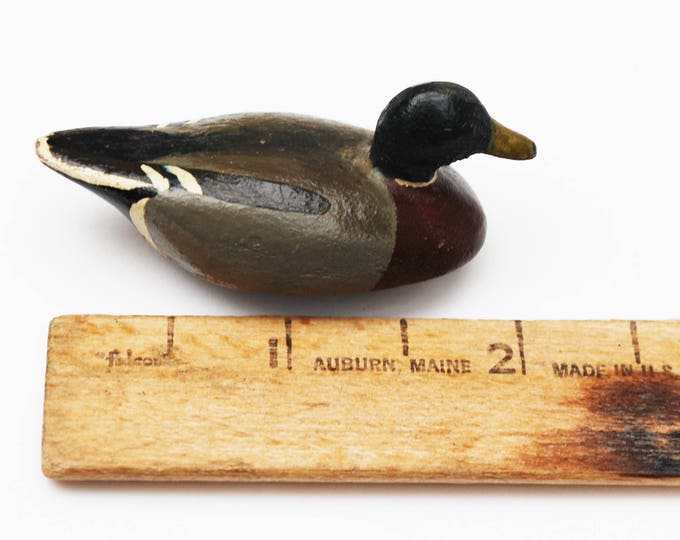 Wood Duck brooch - carved wooden mallard Duck Deco bird pin
