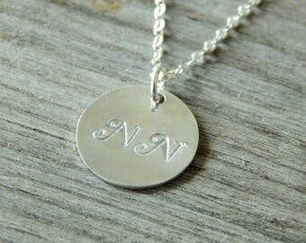 Silver personalized necklace Two monograms necklace, Delicate initial necklace, Silver necklace, Mothers necklace, Anniversary gift
