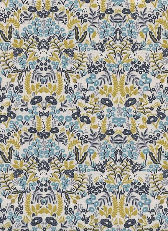 Rifle Paper Co. Tapestry Natural Metallic Fabric Modern