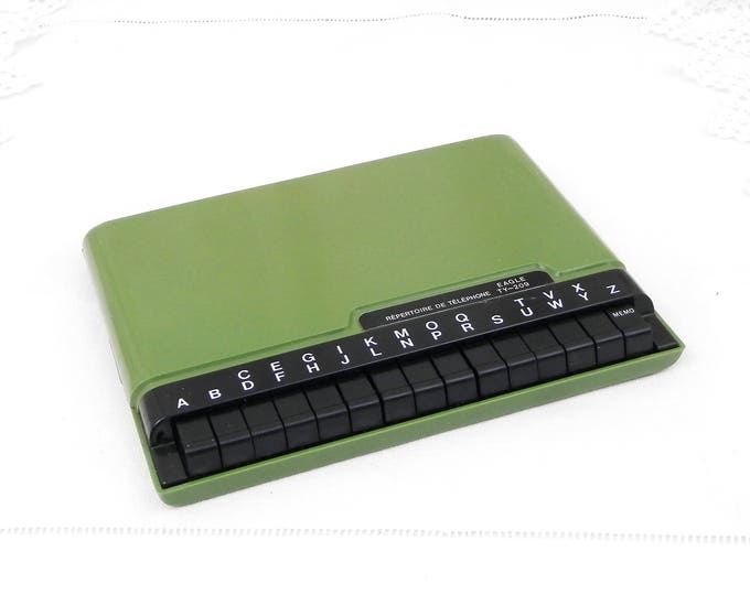 Vintage Mid Century Telephone Dial Pop Up Unused Address Book, Green and Black Eagle TY-209 Phone Number Book, 1960s, 1970s, Office, Desk