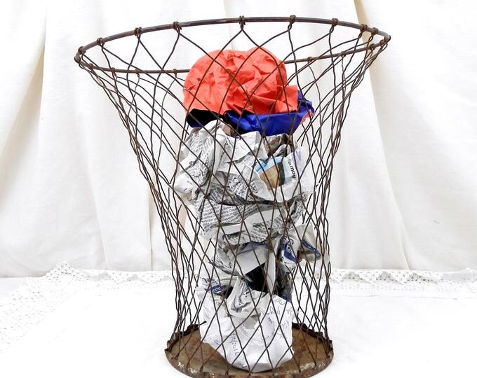 Vintage French Wire Waste Paper Basket, Traditional Office Garbage Trash Can, Retro Metal Rubbish Bin, Industrial Wire Ware from France Vintage French Wire Waste Paper Basket, Traditional Office Garbage Trash Can, Retro Metal Rubbish Bin, Industrial Wire Ware from France