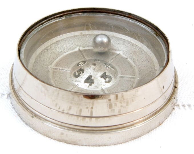 Vintage 1950s Pocket Metal Roulette Game Made in France, Steel Ball Casino Toy, 50s French Dexterity Puzzle, Pocket Game by Securitas