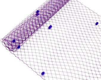 1 Yard x 10" Purple Dot Russian Millinery Birdcage Veil Netting - Available in 20 Colors