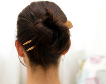 Hair Fork, wood hair pin, wooden hair clip, figured timber, gift for her.