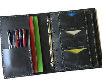 Leather Ring Binder Journal Cover, Ring Binder Portfolio, A5 Notebook Cover, Leather Binder Organizer, Leather Journal Cover, EDC Organizer