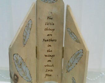Candle Triptych - Feathers - Three Part Screen