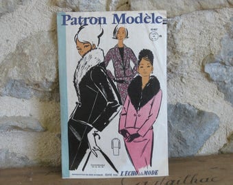 1960s sewing pattern for tailored skirt suit, Patron Modele 85057