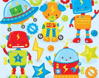 80% OFF SALE Toy robot clipart commercial use, vector graphics, digital clip art, digital images - CL801