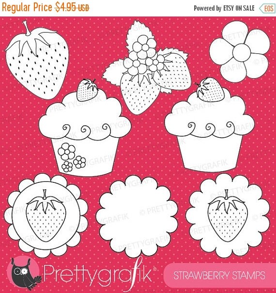 80% OFF SALE strawberry digital stamp commercial use, vector graphics, digital stamp, digital images - DS505 Il_570xn
