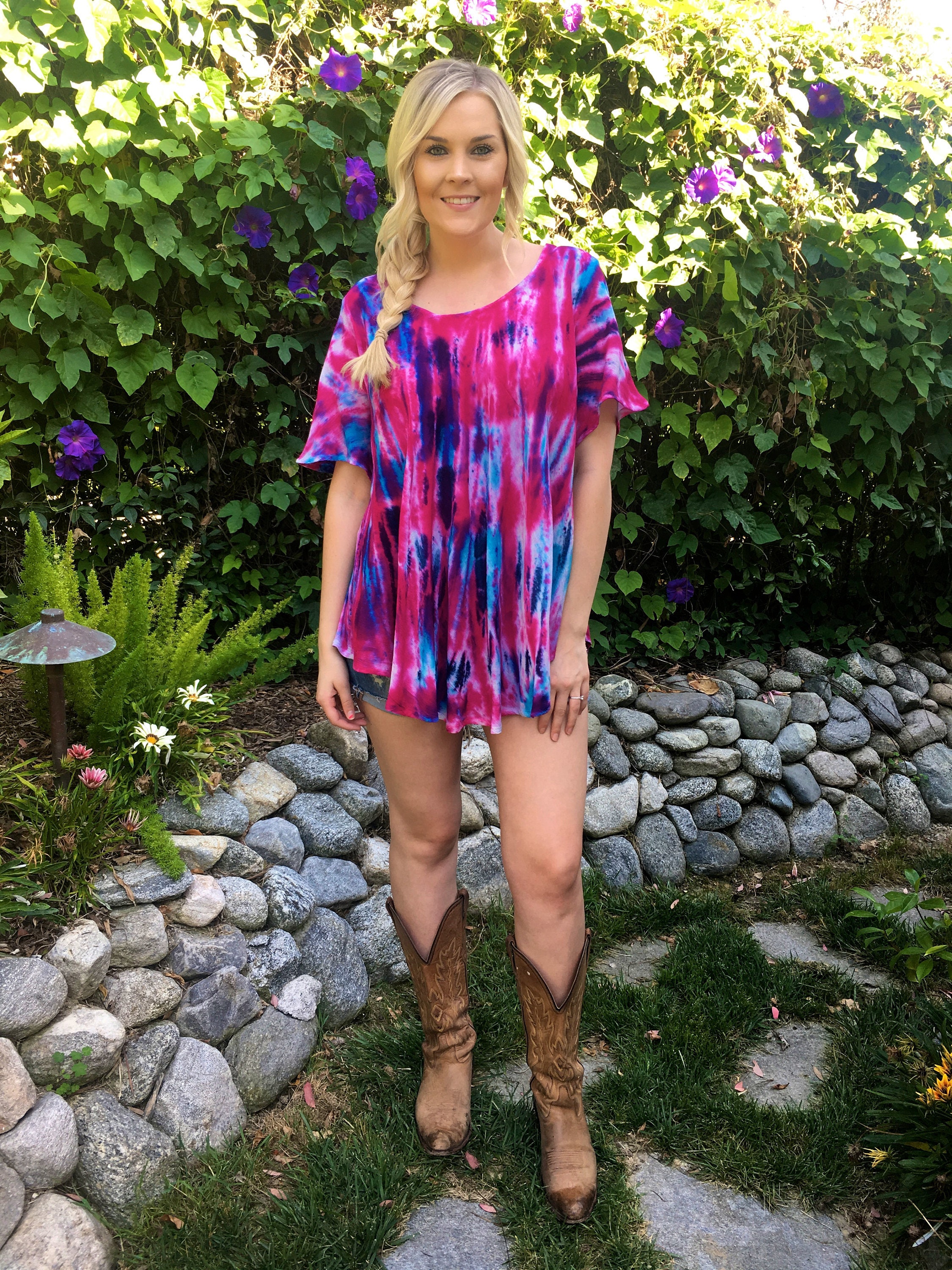 Cotton Gauze Top Tie Dye Top Boho Tops Summer Tops Womens