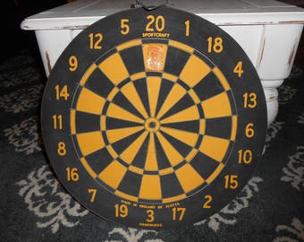 Vintage Two sided Dart Board Target Scotts Yellow and Black, Man Cave