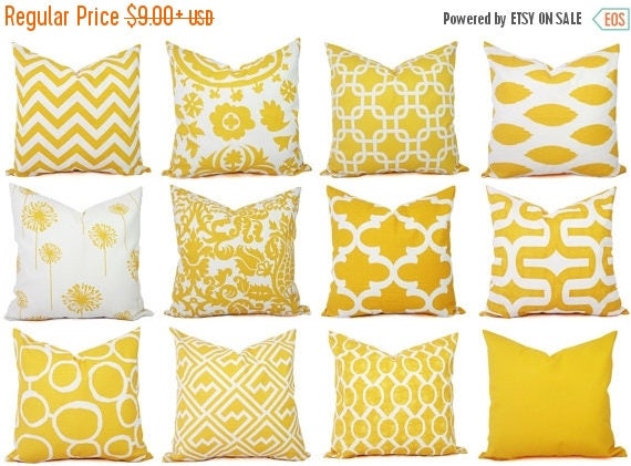 15% OFF SALE Yellow Couch Pillow Covers Decorative Pillows