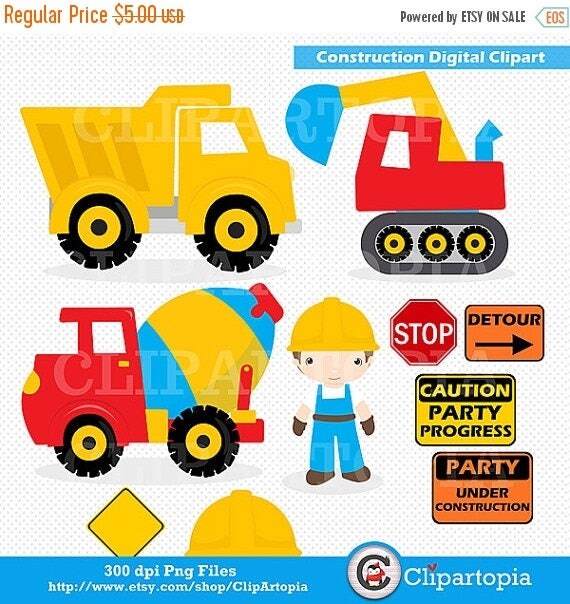 50% OFF SALE Construction Digital Clipart : "CONSTRUCTION Clipart", Trucks ClipArt, Dump Truck clip art, Personal & Commercial Use, instant Il_570xn