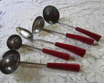 Vintage Cherry Red Bakelite Cooking/Serving Utensils