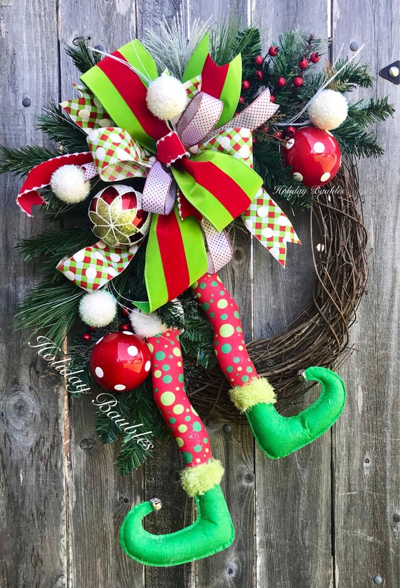 Christmas Wreath Elf Wreath Elf Legs Wreath Christmas 5983