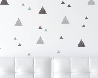 Mountain Wall Decals - Watercolor Wallpaper Look Fabric Wall Decals