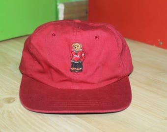 Vintage Polo Bear Ralph Lauren Cap Hat Stadium Sportsman Ski Golf P Wing