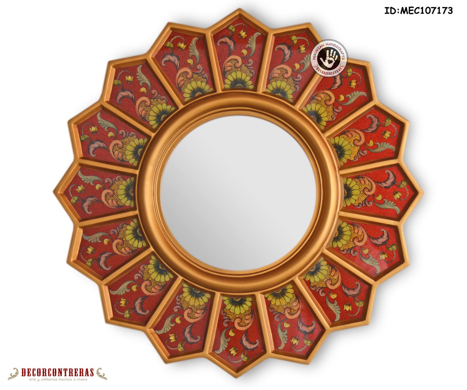 round sunburst mirror red sunflower small decorative wall mirrors reverse handpainted glass - Small Decorative Mirrors round sunburst mirror red sunflower small decorative wall mirrors reverse handpainted glass - Small Decorative Mirrors