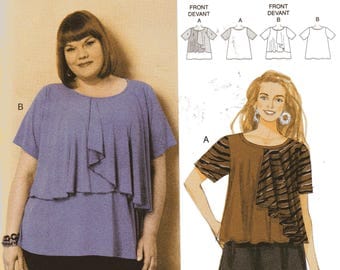 FRONT OVERLAY TOPS Butterick Connie Crawford Pattern 6396 Women's Sizes Xxl 1X 2X 3X 4X 5X 6X