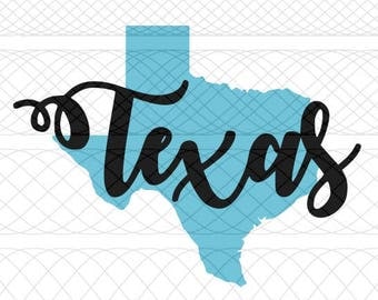 Texas State Outline and Script Name SVG, PNG, and STUDIO3 Cut Files for Silhouette Cameo/Portrait and Cricut Explore DIY Craft Cutters