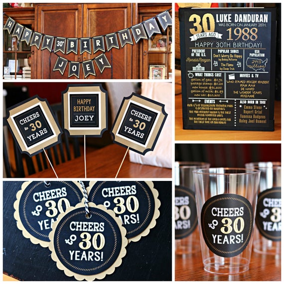  30TH  BIRTHDAY  PARTY  Decorations  30th  Party  Banner 30th  