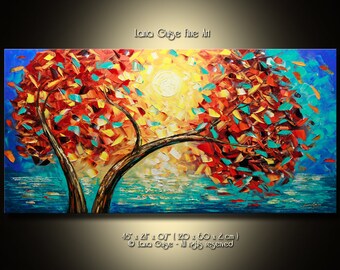 Colorful Landscape Original Oil Painting Contemporary Modern Palette Knife Painting by Lana Guise