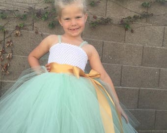 10% OFF HALLOWEEN SALE White and Mint Flower Girl Dress, mint tutu dress, mint green tutu dress, mint green dress, mint and white dress flow