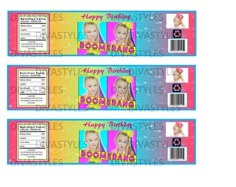 JoJo Siwa Printable water bottle labels, download party favors, instant downloads