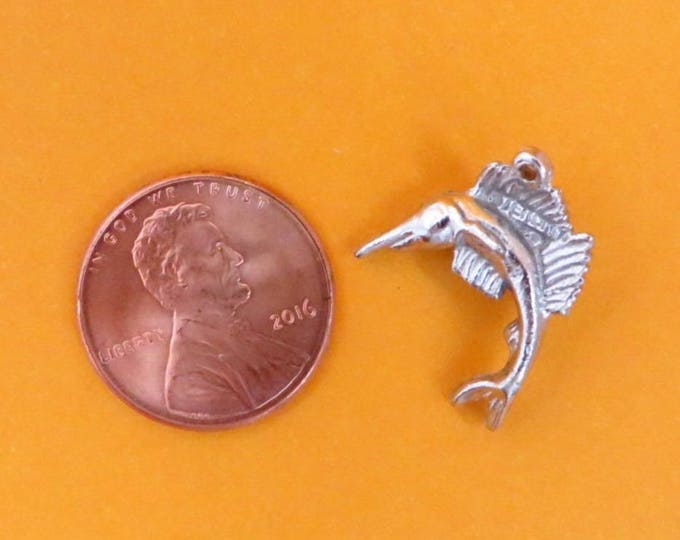 Sterling Swordfish Charm, Vintage Silver Fish Charm, Swordfish Pendant, Charm Bracelet, Gift Idea