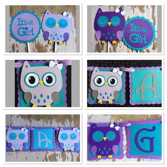 Owl Baby Shower Decorations. Colors can be customized.