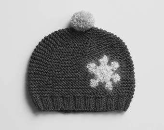 NOELLE Baby Girl Knitted Merino Hat,Snowflake Hat, Shower Baby Gift,Size 0-3 months,Christmas Baby Gift,Baby Girl Photo Prop, Ready to Ship