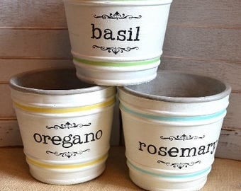 Hand Painted Vintage Look Plant Pots