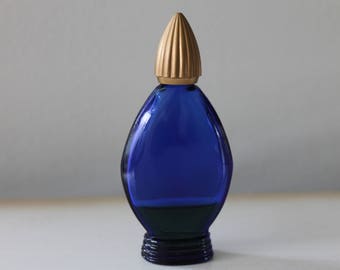 Vintage Evening in Paris Bourjois, New York .50 FL OZ Perfume, Cobalt Blue Glass Bottle with Top