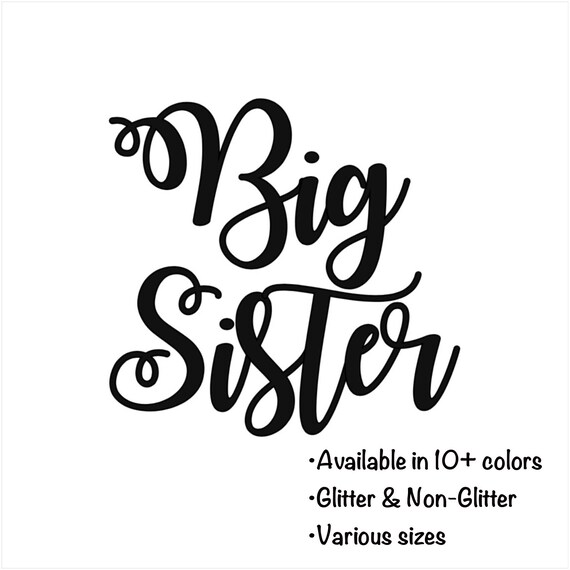 Big sister decal/Iron on glitter decal/DIY/glitter