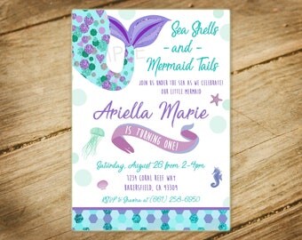 Little Mermaid / Under the Sea / Birthday Party Digital Invitation