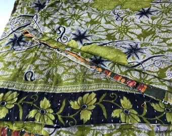 Vintage Kantha Quilt, Bedspread, Cover, Blanket, Throw, Coverlet, Table Cover, Patchwork Embroidery, Reversible, Boho, Handmade in India