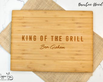 Father's day gift cutting board, gift for dad, king of the grill, grilling gift for dad, wooden cutting board father's day - 051